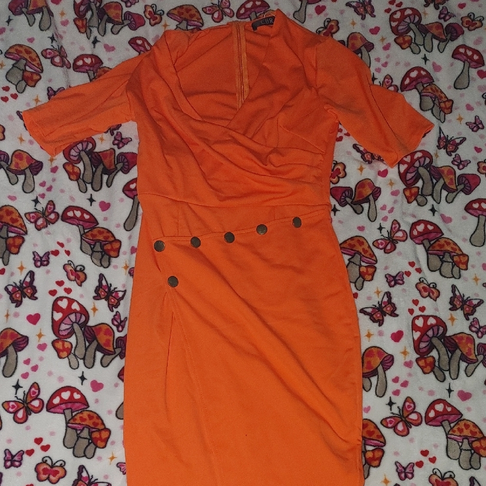 CBR Vibrant Orange Long Sleeve Dress